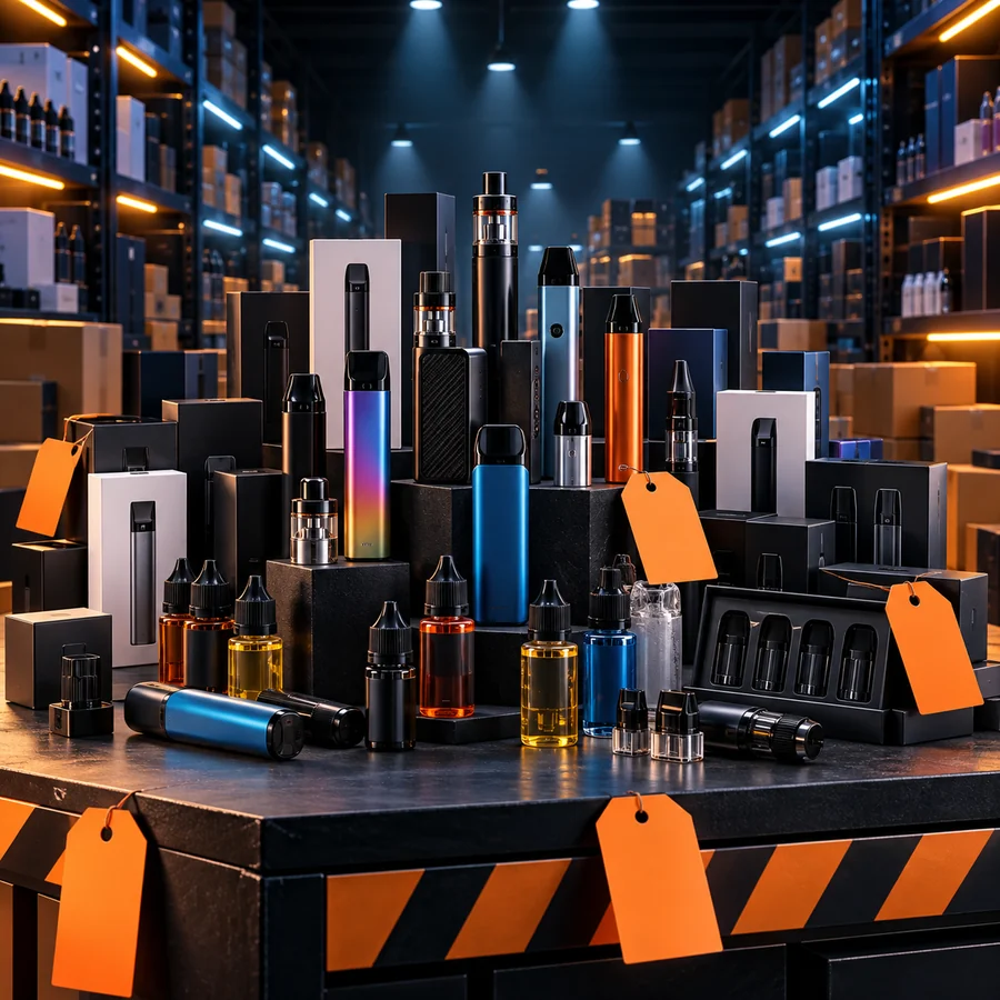 Clearance devices on a warehouse-style display