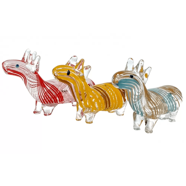 Standing Swirl Ribbon Clear Body Deer Animal Hand Pipe Single - Assorted Color & Design Standing Swirl Ribbon Clear Body Deer Animal Hand Pipe Single - Assorted Color & Design