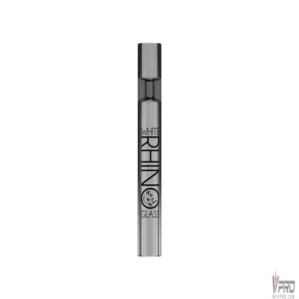 White Rhino Black Glass Chillum With Silicone Cap