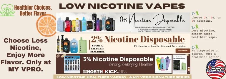 Explore Low-Dose Nicotine Vapes: 0%, 2%, & 3% Disposables at MyVPro
