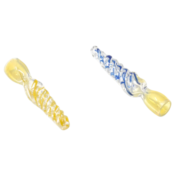 3" Twisted Spiral Glass Chillum Hand Pipe 2-PACK Assorted Color & Design